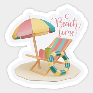 Beach Chair, Beach Umbrella, Beach Time Sticker